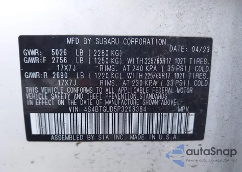 2023 Subaru Outback Wilderness from USA, damaged, VIN 4S4BTGUD5P3208384